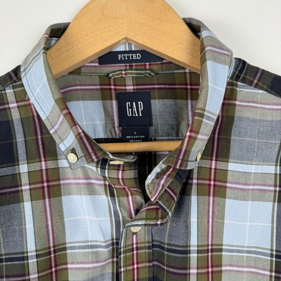 Gap Men's Large Madras Plaid Button Down Long Sleeve Shirt Cotton - Picture 1 of 10
